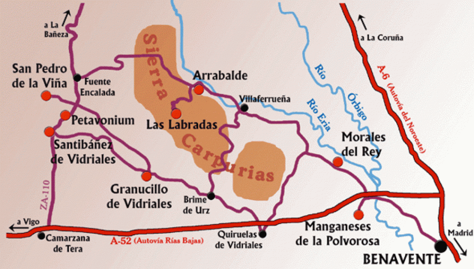 Mapa de los valles de Zamora